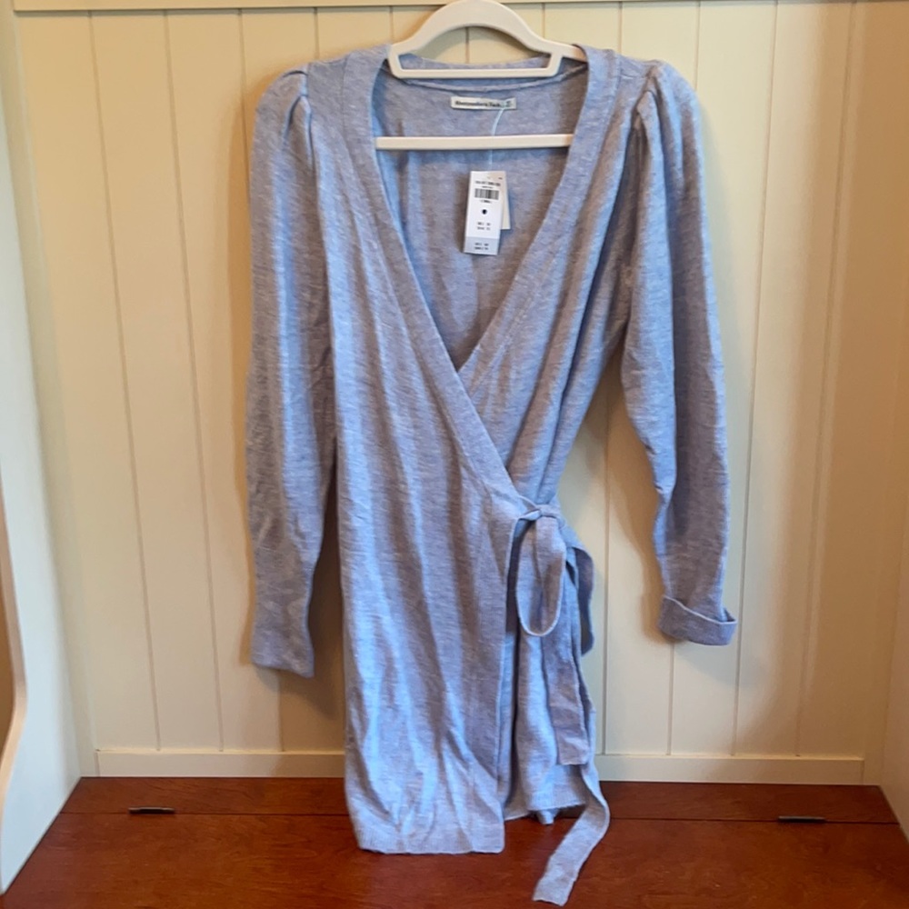Abercrombie light blue sweater wrap dress